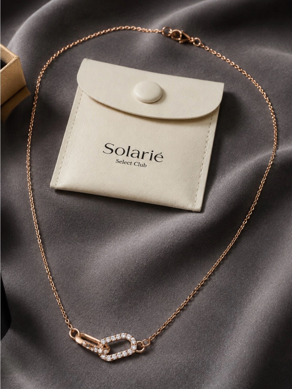 Rose Gold Cubic Zirconia Lock Charm Necklace